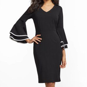 NY&Co. Piped Flounce-Cuff Sheath Dress Size Small